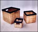 Bamboo basket - Square - Inset Handles - Set/3