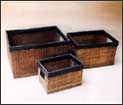 Bamboo Basket - Rectangular - Inset Handle -Set/3